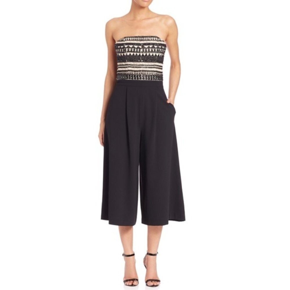Alice + Olivia Black Beaded Emberly Jumpsuit $495